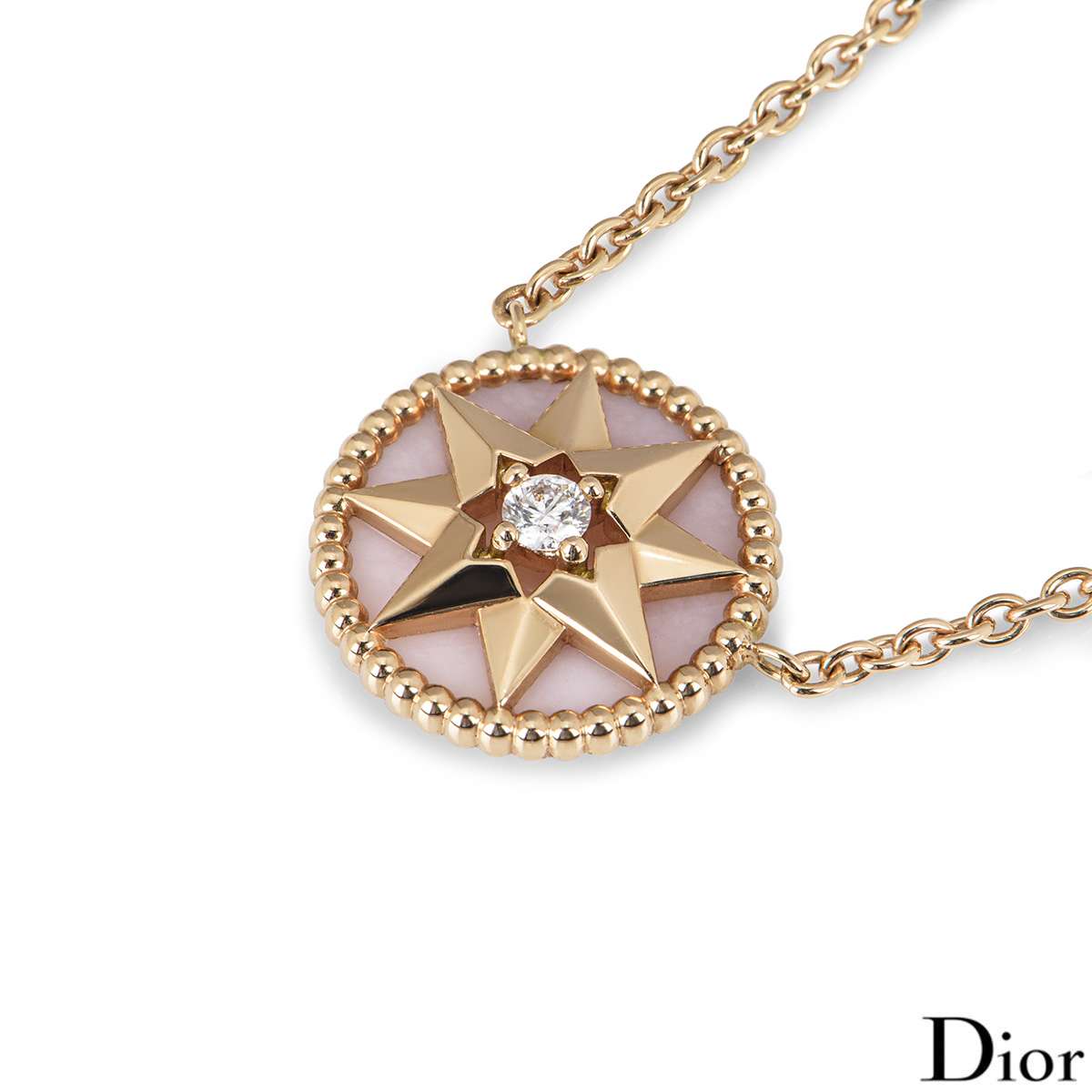 Dior Rose Gold Rose des Vents Necklace JRDV95007 | Rich Diamonds
